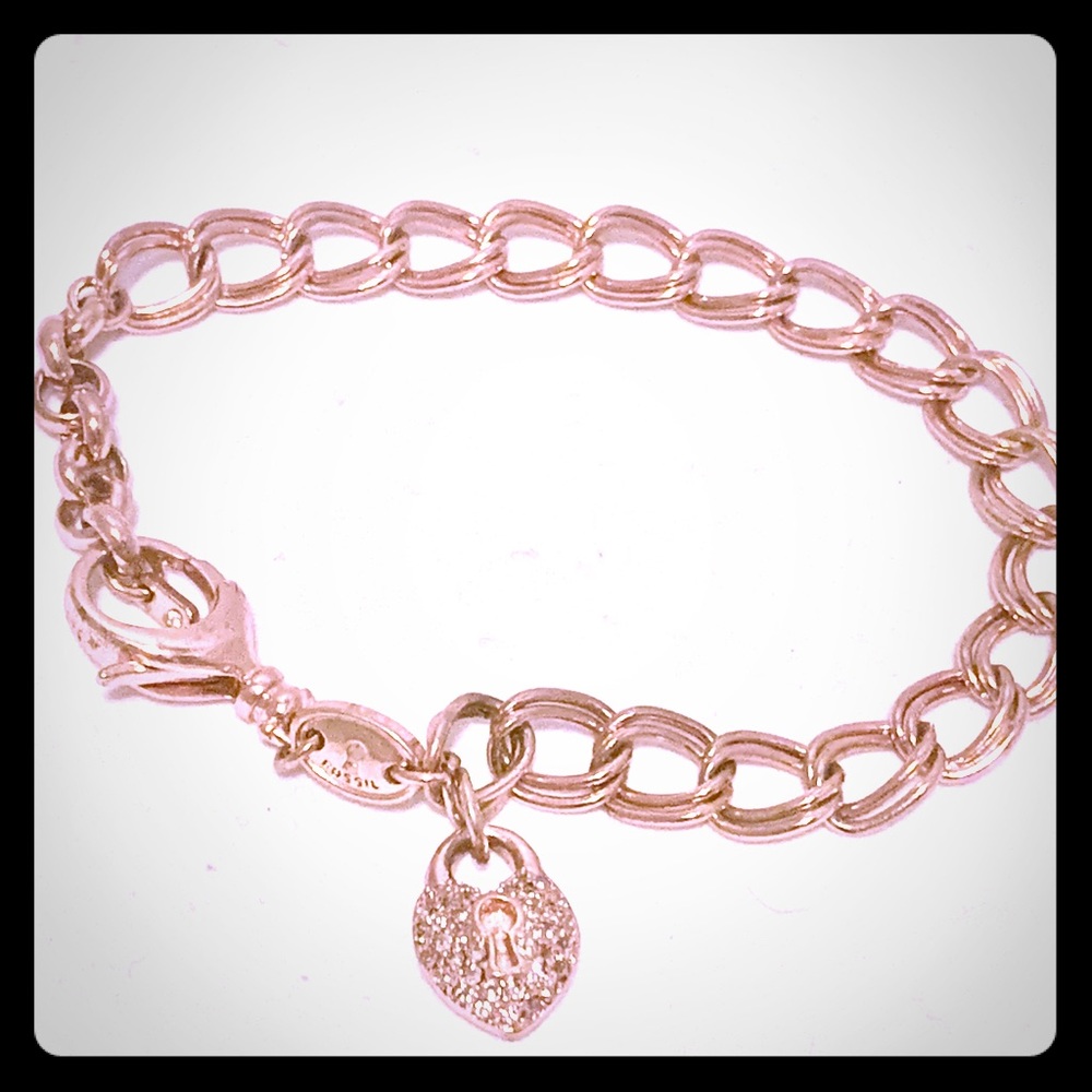 Fossil Heart Charm Bracelet